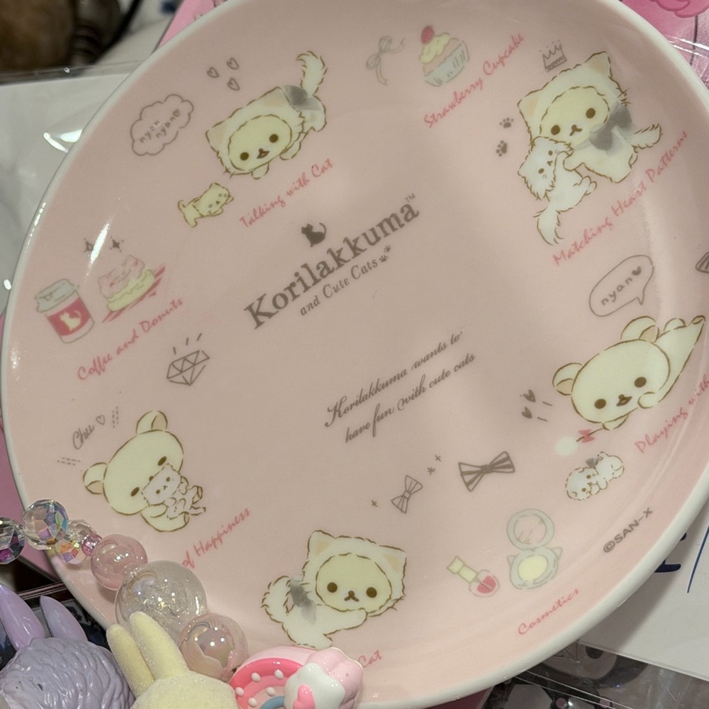 San-X Korilakkuma “cute cats” collection ceramic plate NEW
